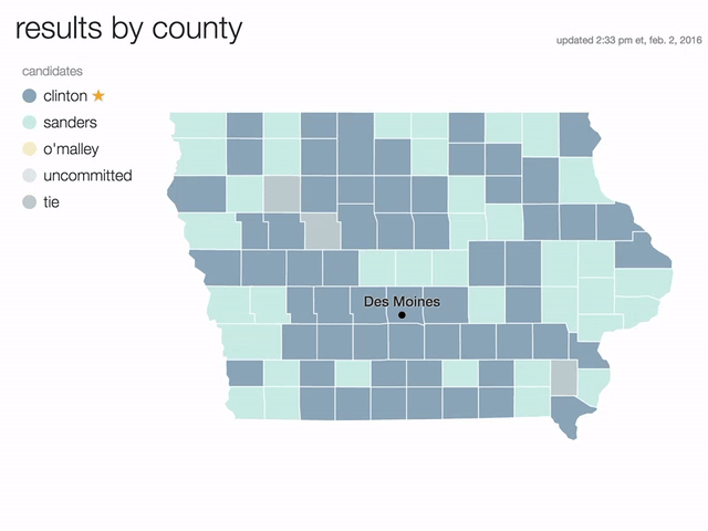 Iowa state map, 2016 elections